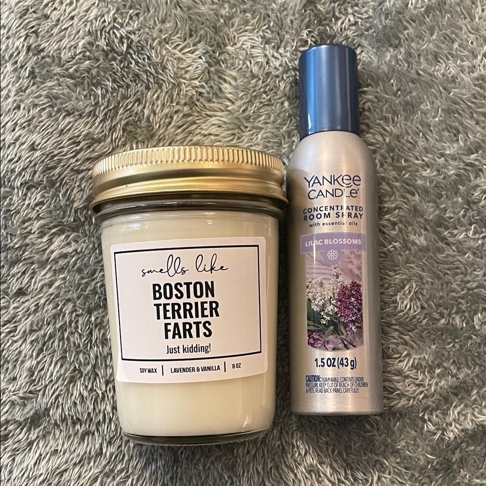 Yankee Candle Lilac Blossoms Room Spray and Lavender Vanilla Candle